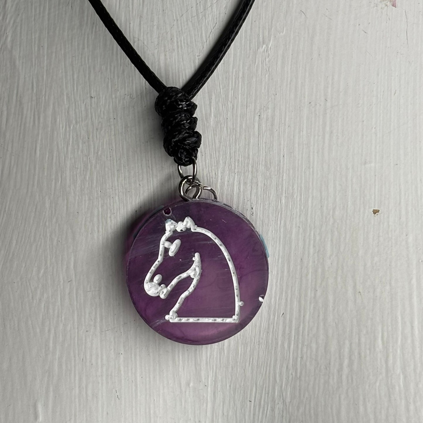 Purple Knight - Handmade Resin Chess Necklace