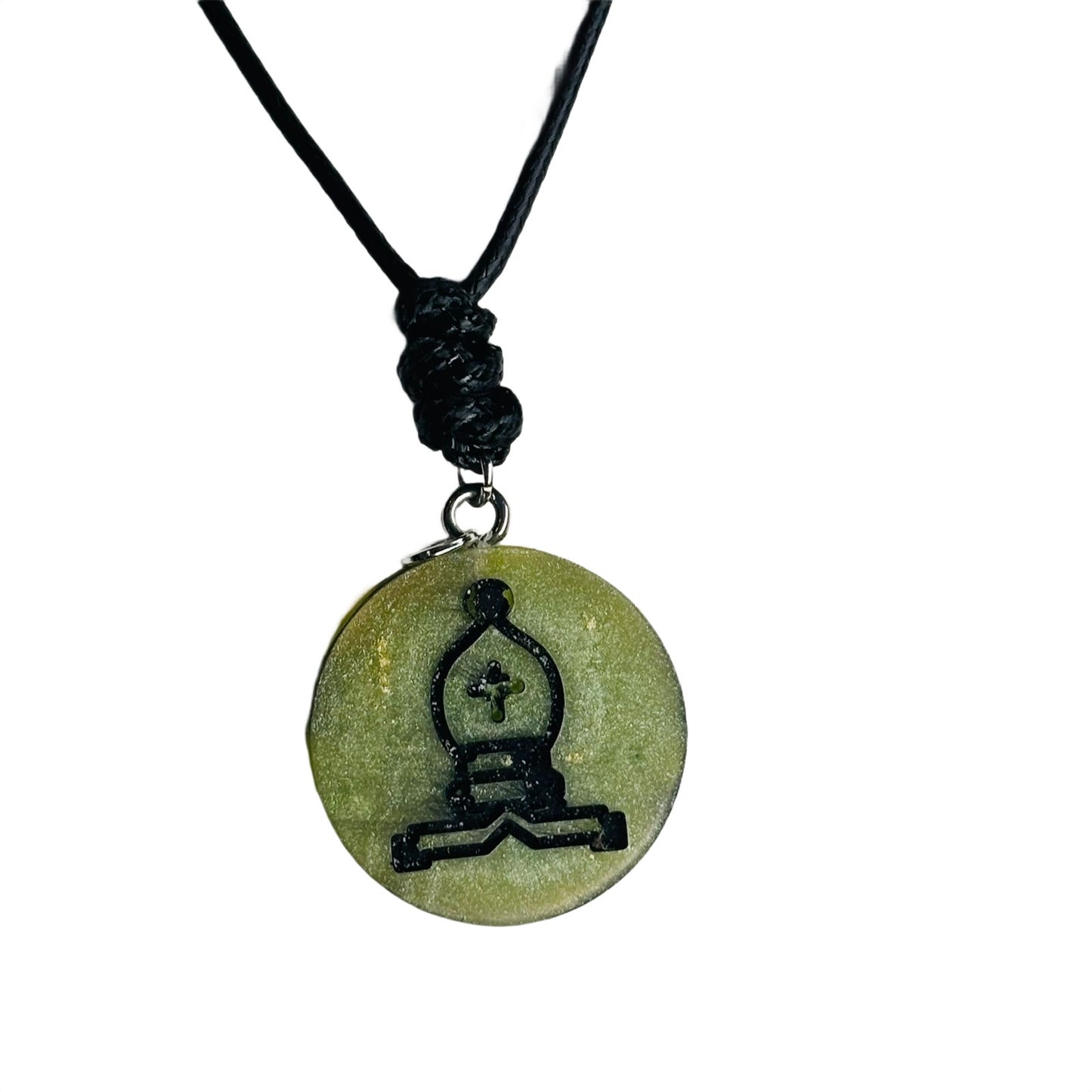 Lime Green Bishop - Handmade Resin Chess Necklace