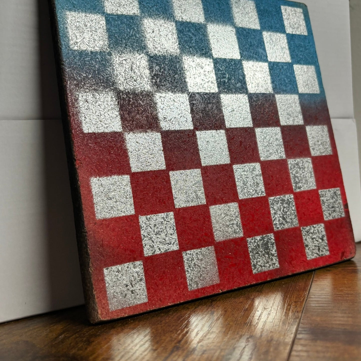 Blue & Red Chrome - Painted Double Sided Chess Board
