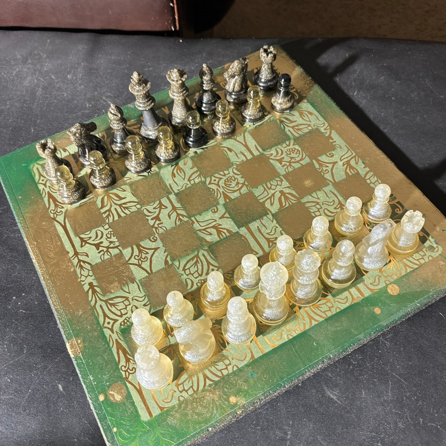 Golden Green Vintage - Scrapbook Chess Set