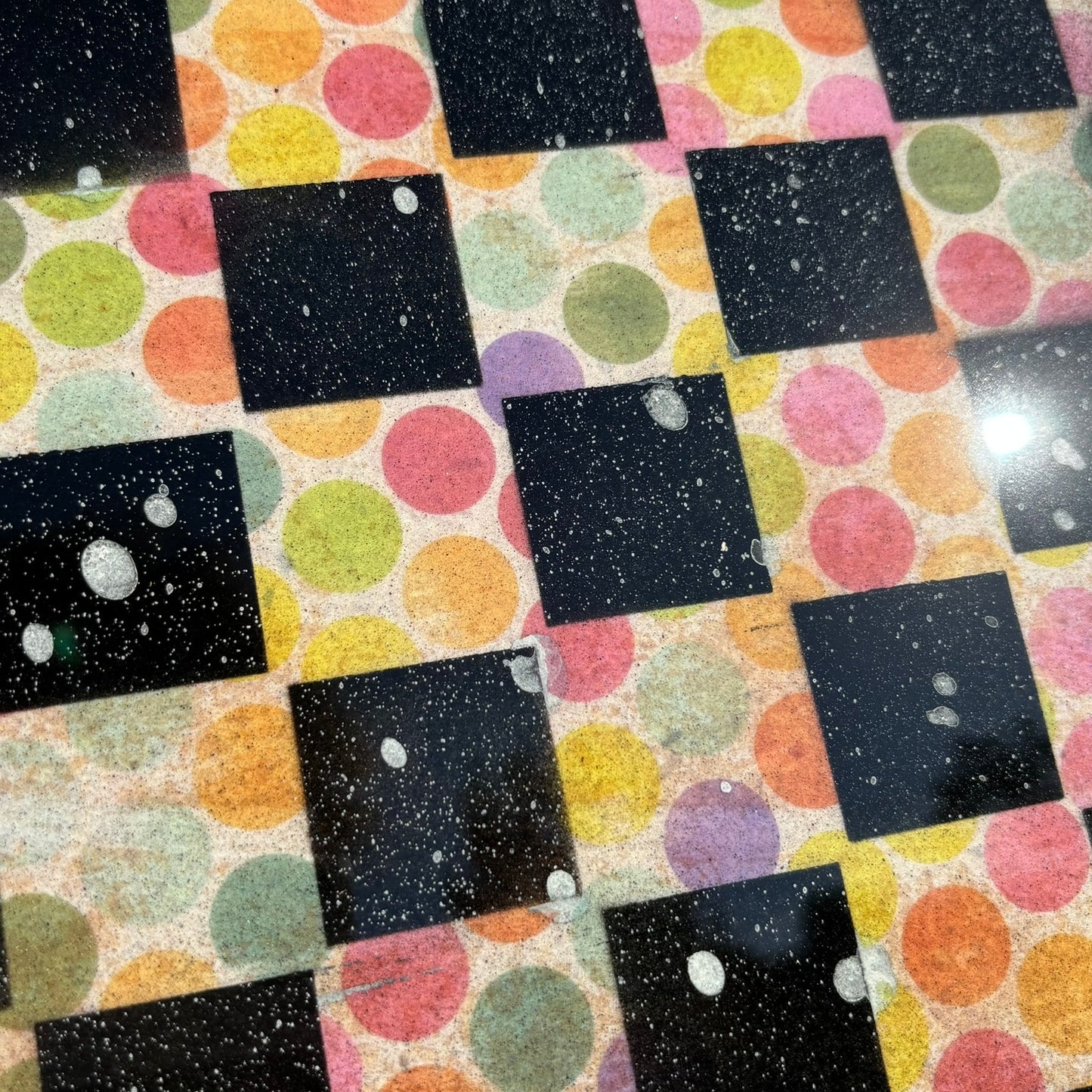 Rainbow Dots - Resin Coated Chess Board