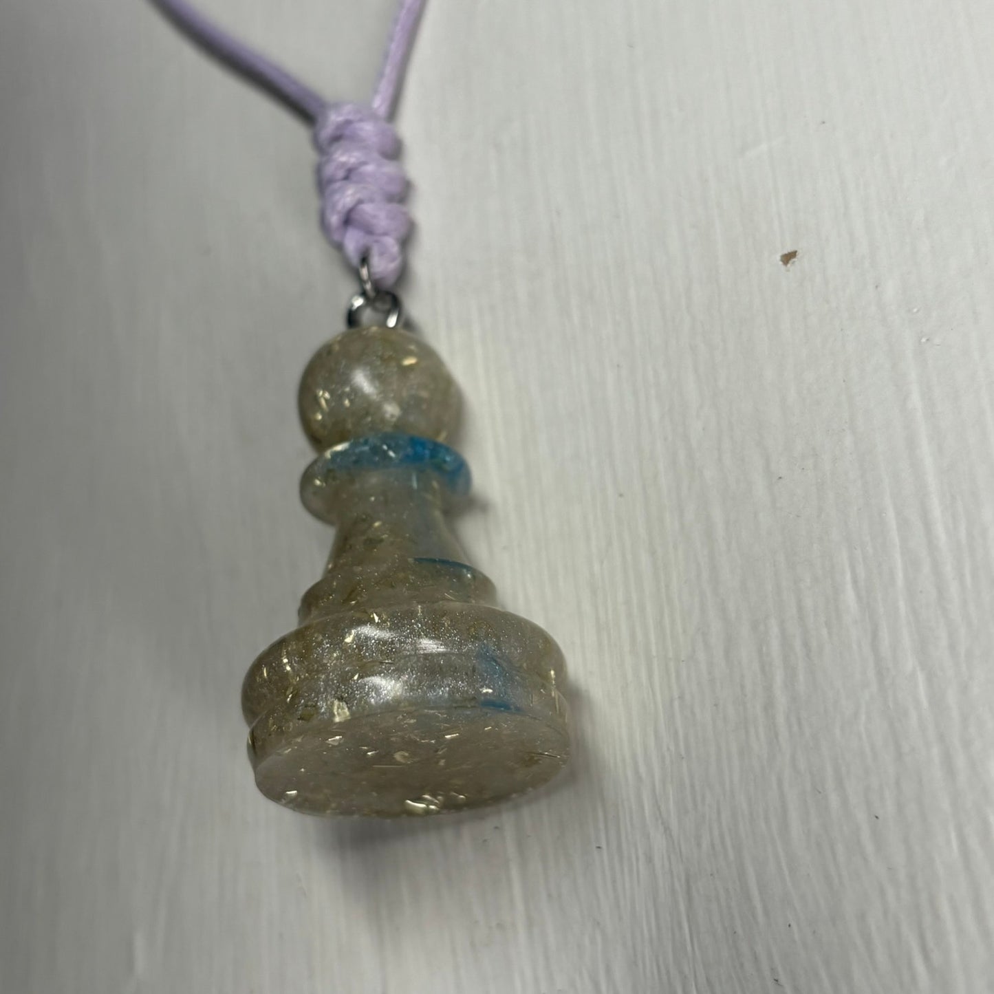 White Crystal Pawn - Handmade Resin Chess Necklace