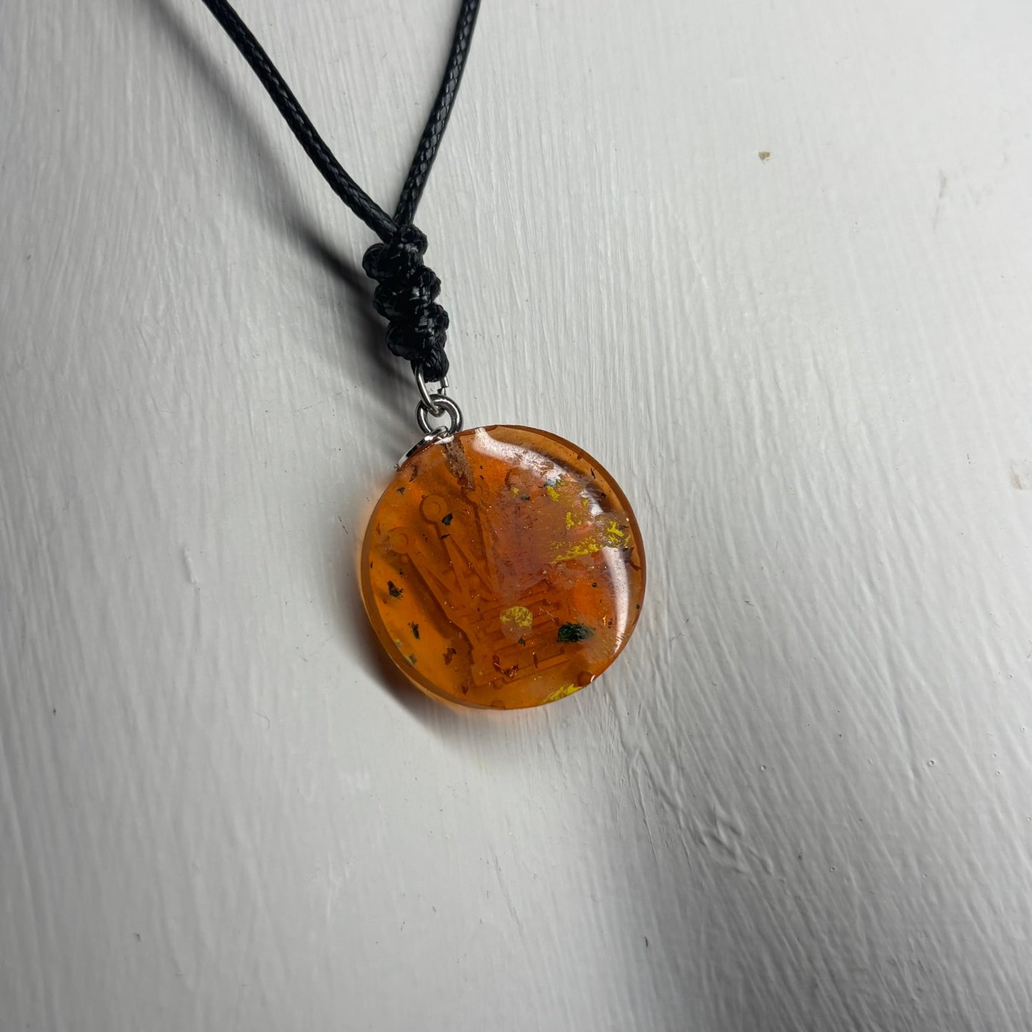 Fire Orange Queen - Handmade Resin Chess Necklace