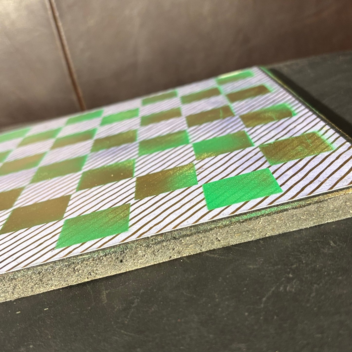 Golden Green Lining - Scrapbook Chess Board
