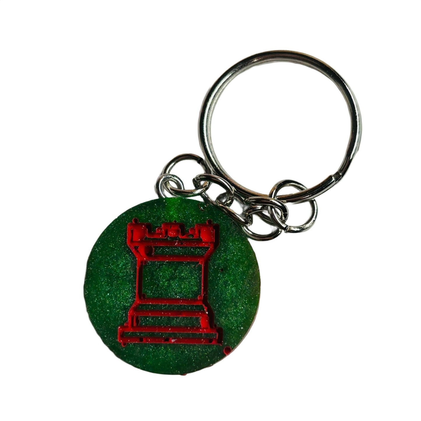 Forest Green Red Rook - Handmade Resin Keychain