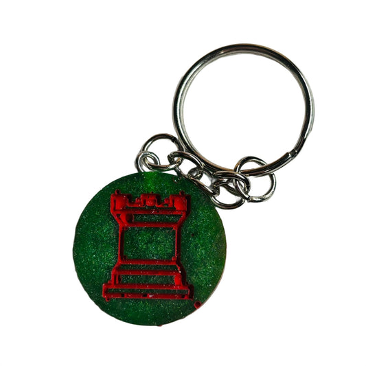 Forest Green Red Rook - Handmade Resin Keychain