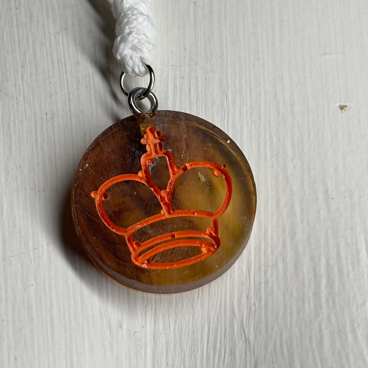 Orange Fire King - Handmade Resin Chess Necklace