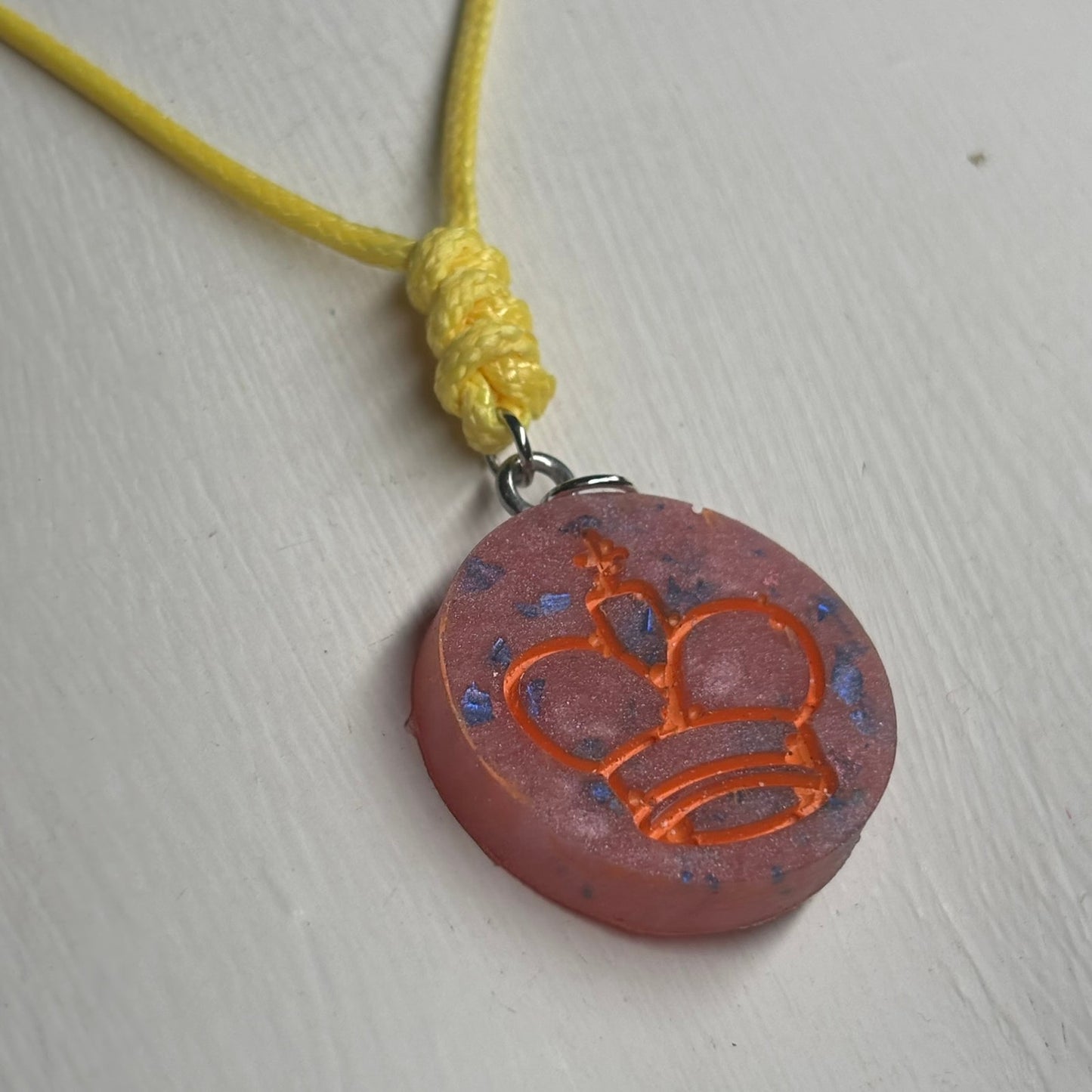 Purple Orange King - Handmade Resin Chess Necklace