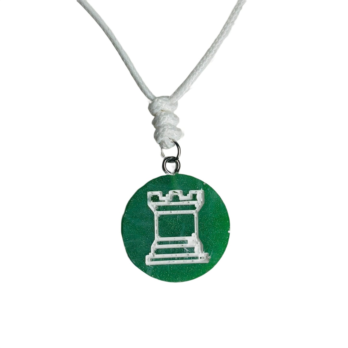 Green Rook - Handmade Resin Chess Necklace