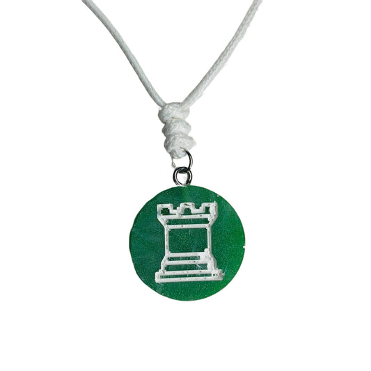 Green Rook - Handmade Resin Chess Necklace