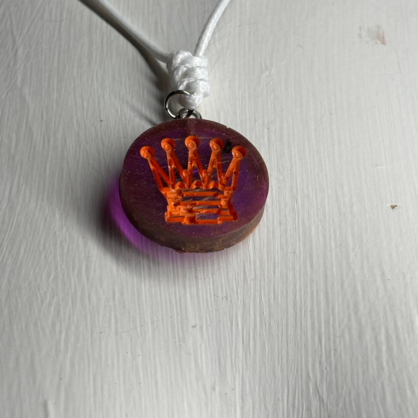 Purple Rein Queen - Handmade Resin Chess Necklace