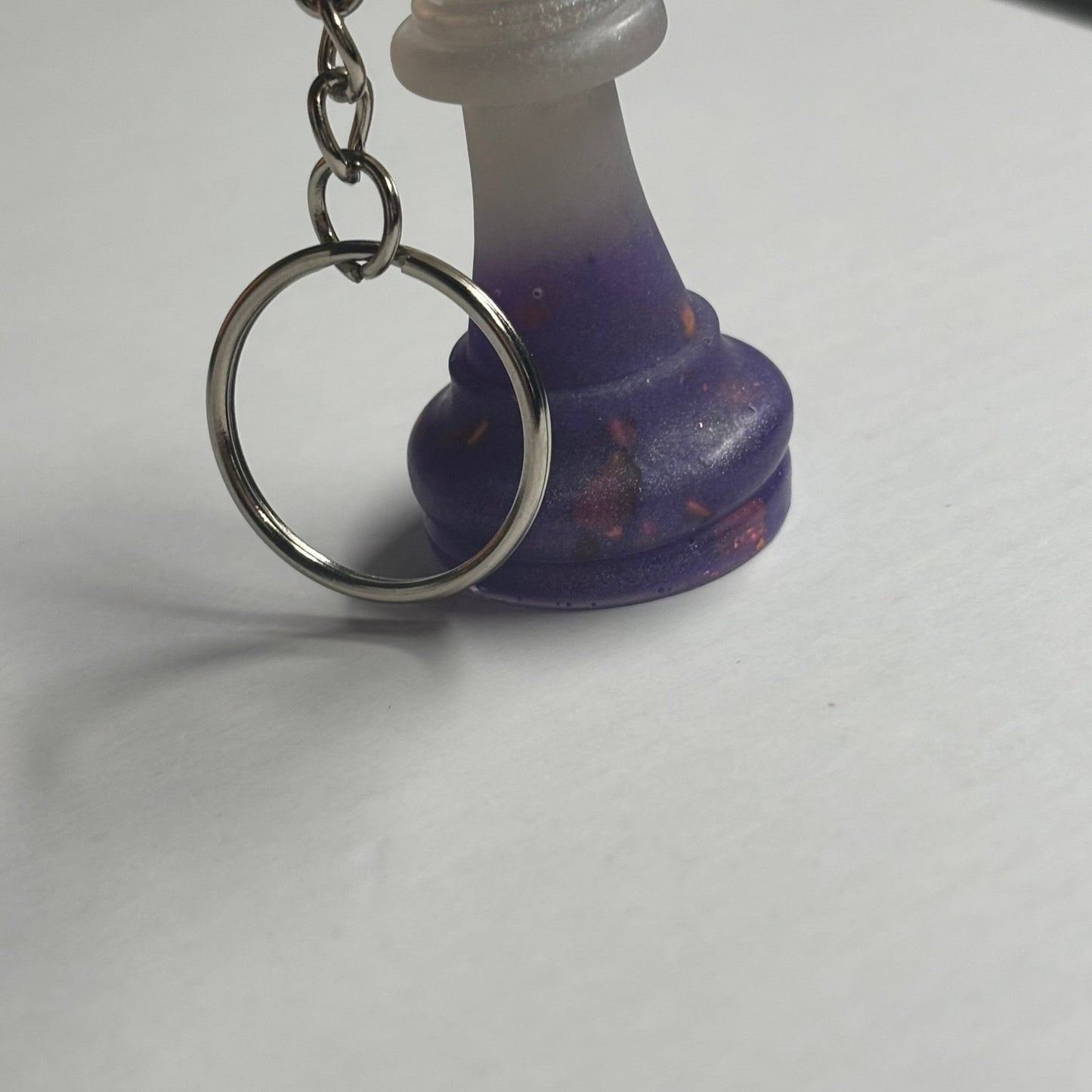 Purple White King - Handmade Resin Keychain