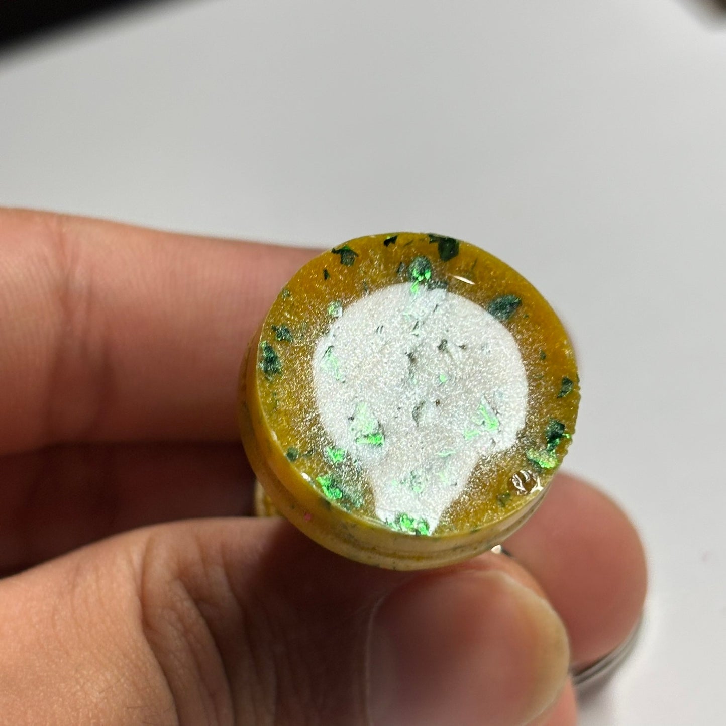 Yellow Emerald Green Rook - Handmade Resin Keychain