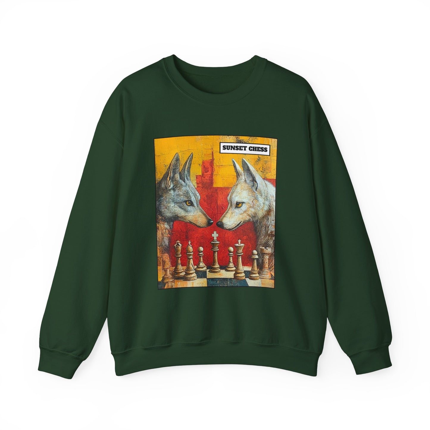 When Beasts Collide - Green Chess Crewneck Sweater