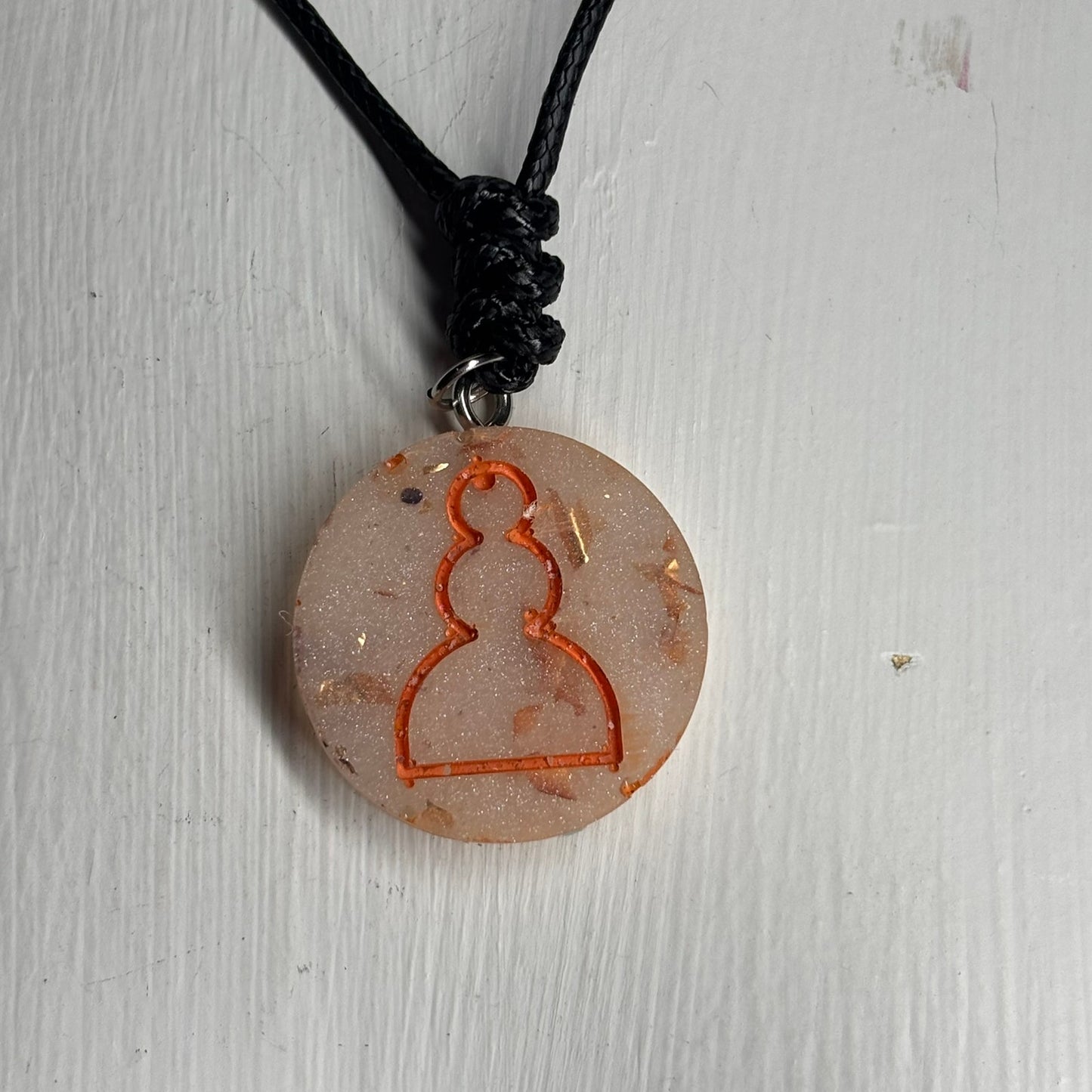 Cream Orange Pawn - Handmade Resin Chess Necklace