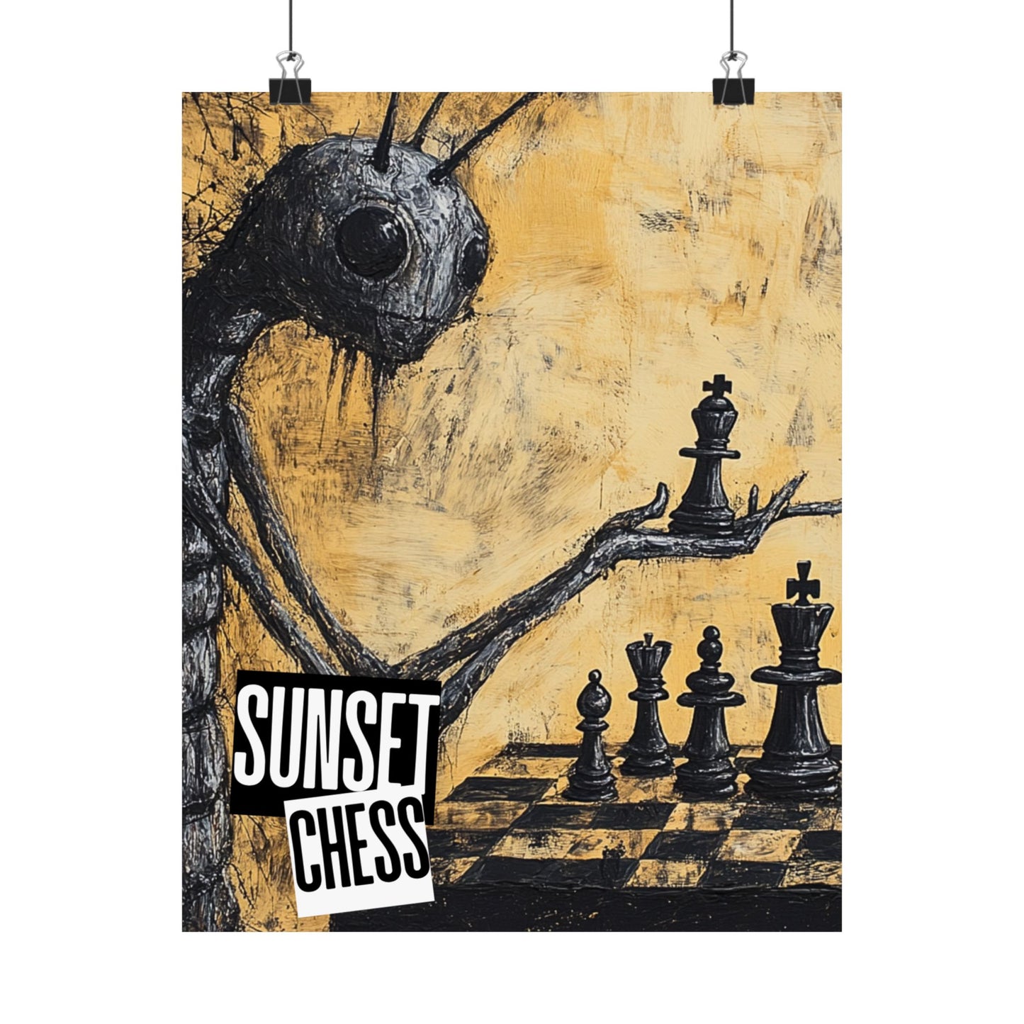 Bug Ponders Chess - Matte Vertical Posters