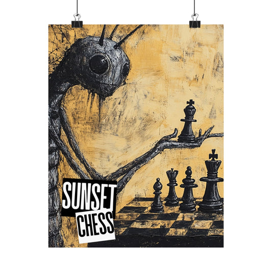 Bug Ponders Chess - Matte Vertical Posters
