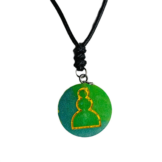 Green Pawn - Handmade Resin Chess Necklace