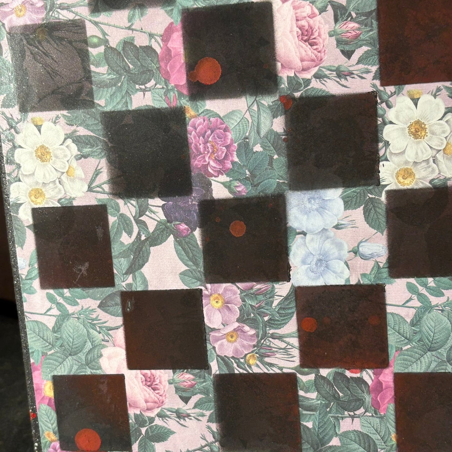 Vintage Flowers - Scrapbook Chess Board