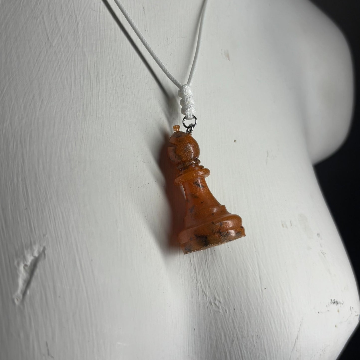 Orange Purple Bishop - Handmade Resin Chess Necklace