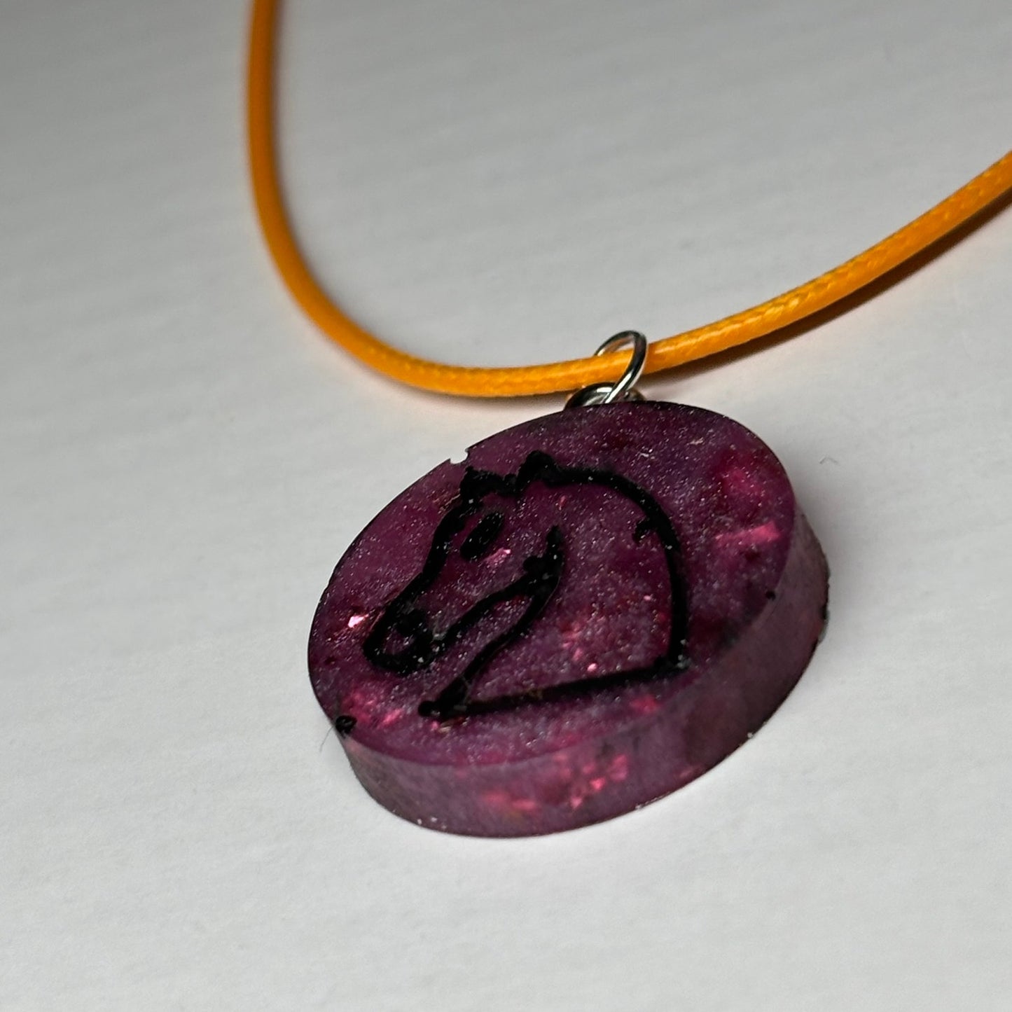 Purple/Pink Knight - Handmade Resin Chess Necklace