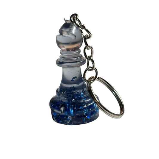 Crystal Blue Bishop - Handmade Resin Keychain