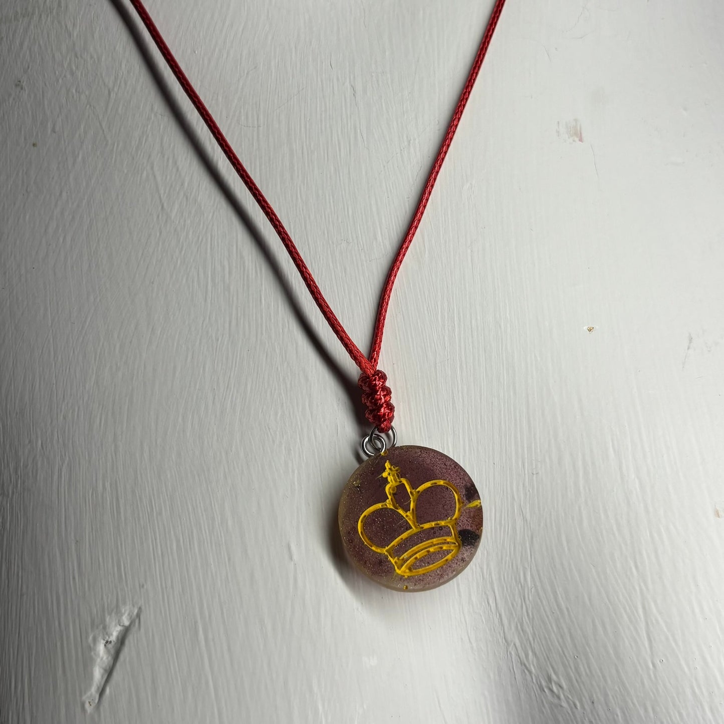 Rustic Yellow King - Handmade Resin Chess Necklace