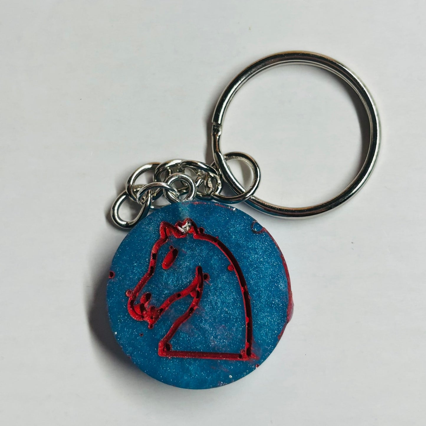 Blue Red Knight - Handmade Resin Keychain