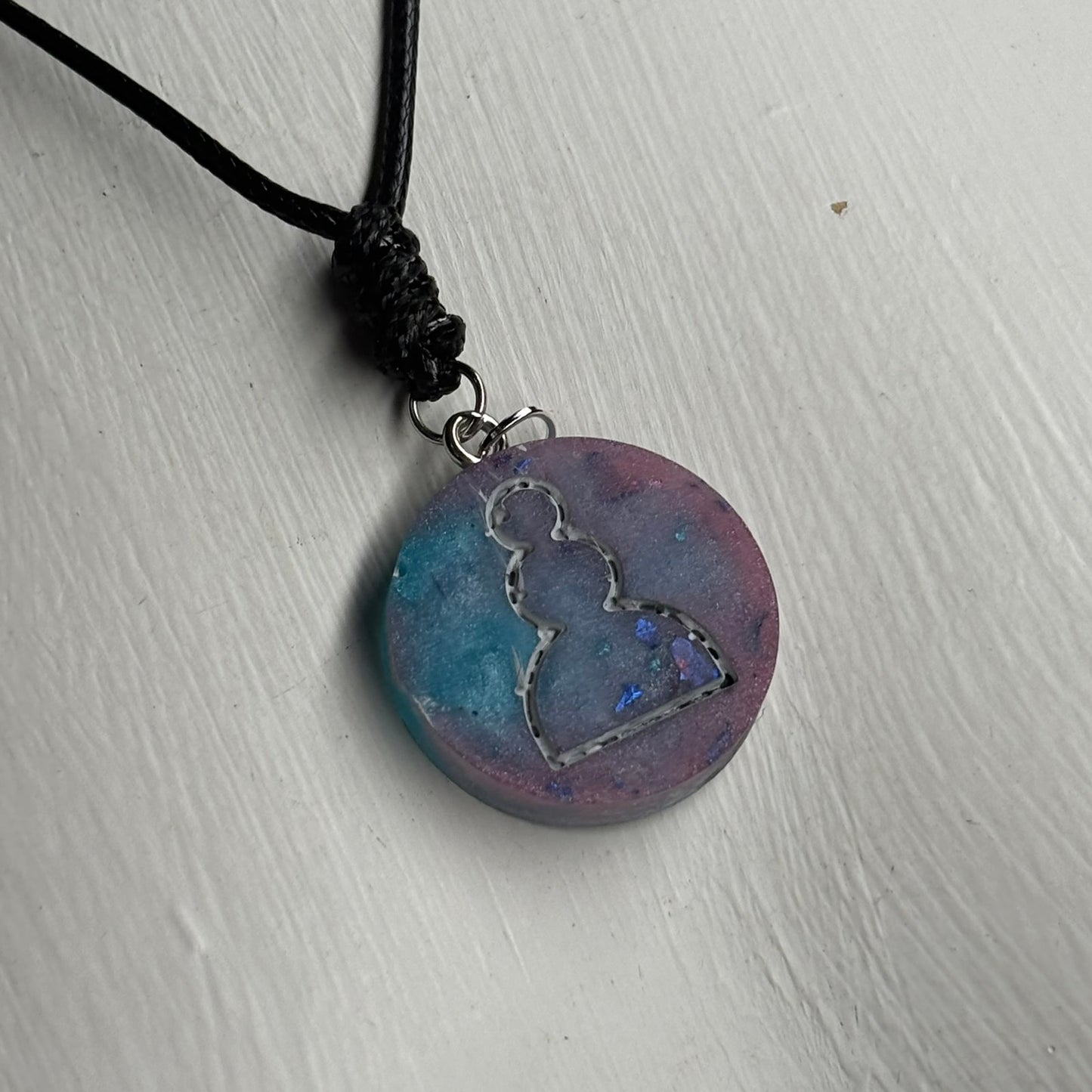 Purple & Blue Mix Pawn - Handmade Resin Chess Necklace
