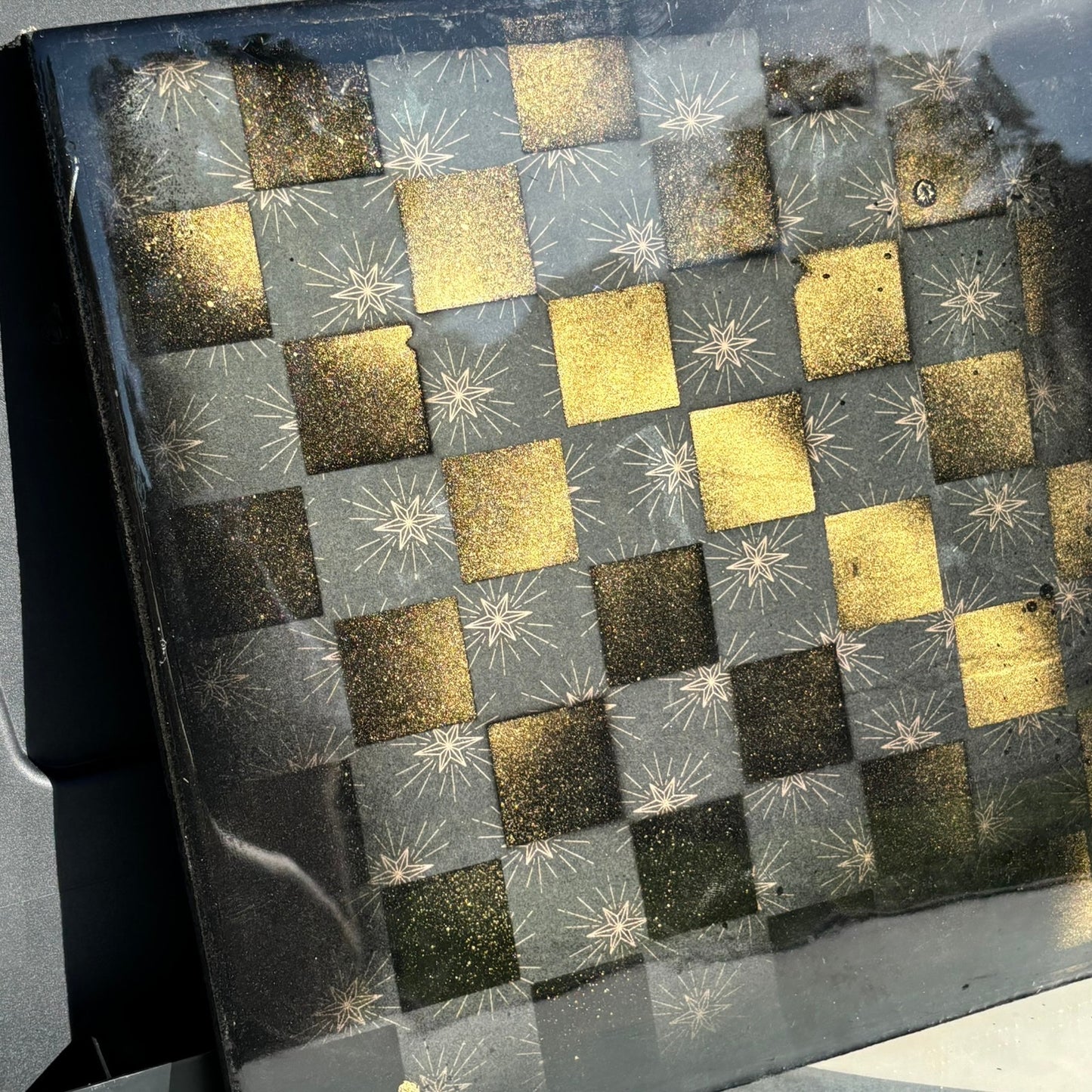Star Gold Blue - Resin Coated Chess Board