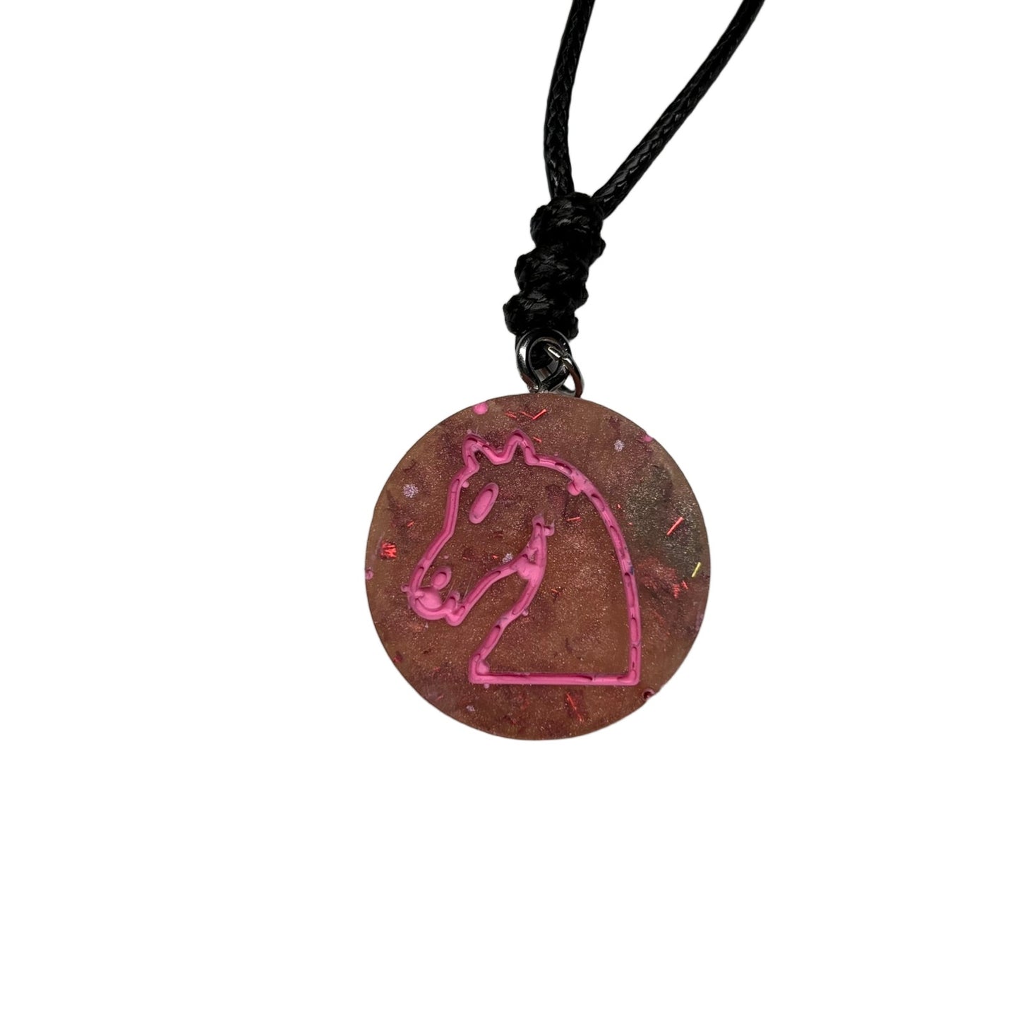 Crystal Pink Knight - Handmade Resin Chess Necklace