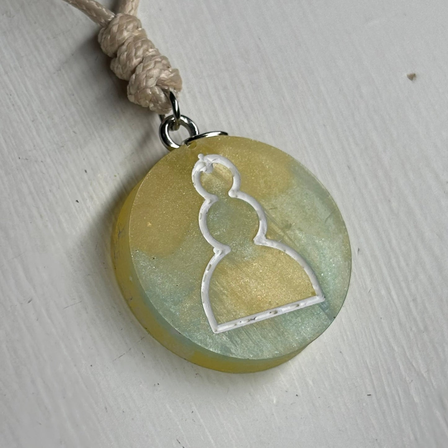 Cream Yellow Pawn - Handmade Resin Chess Necklace