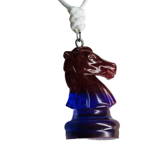 Translucent Purple Knight - Handmade Resin Chess Necklace