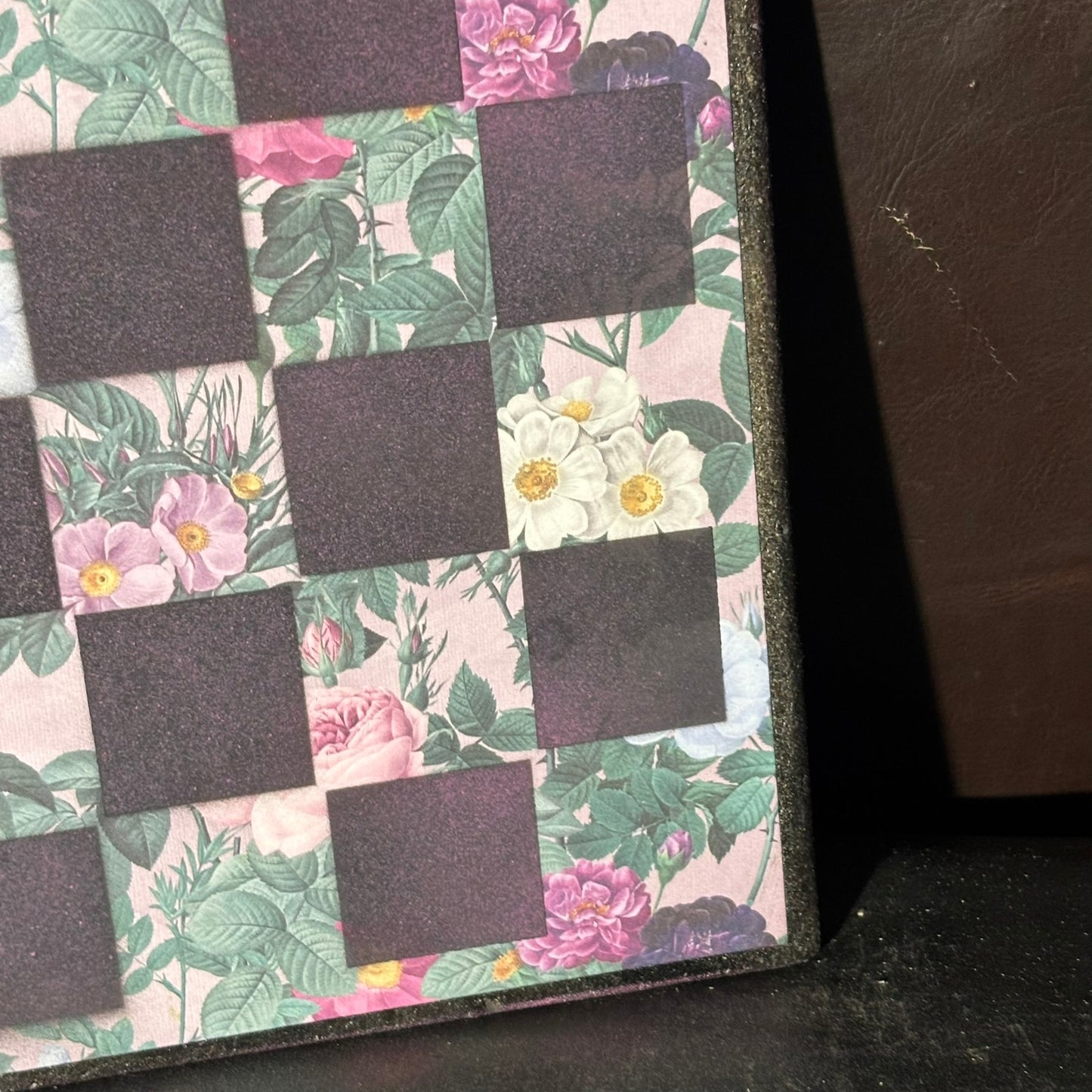 Pink & Green Flowers - Scrapbook Chess Board