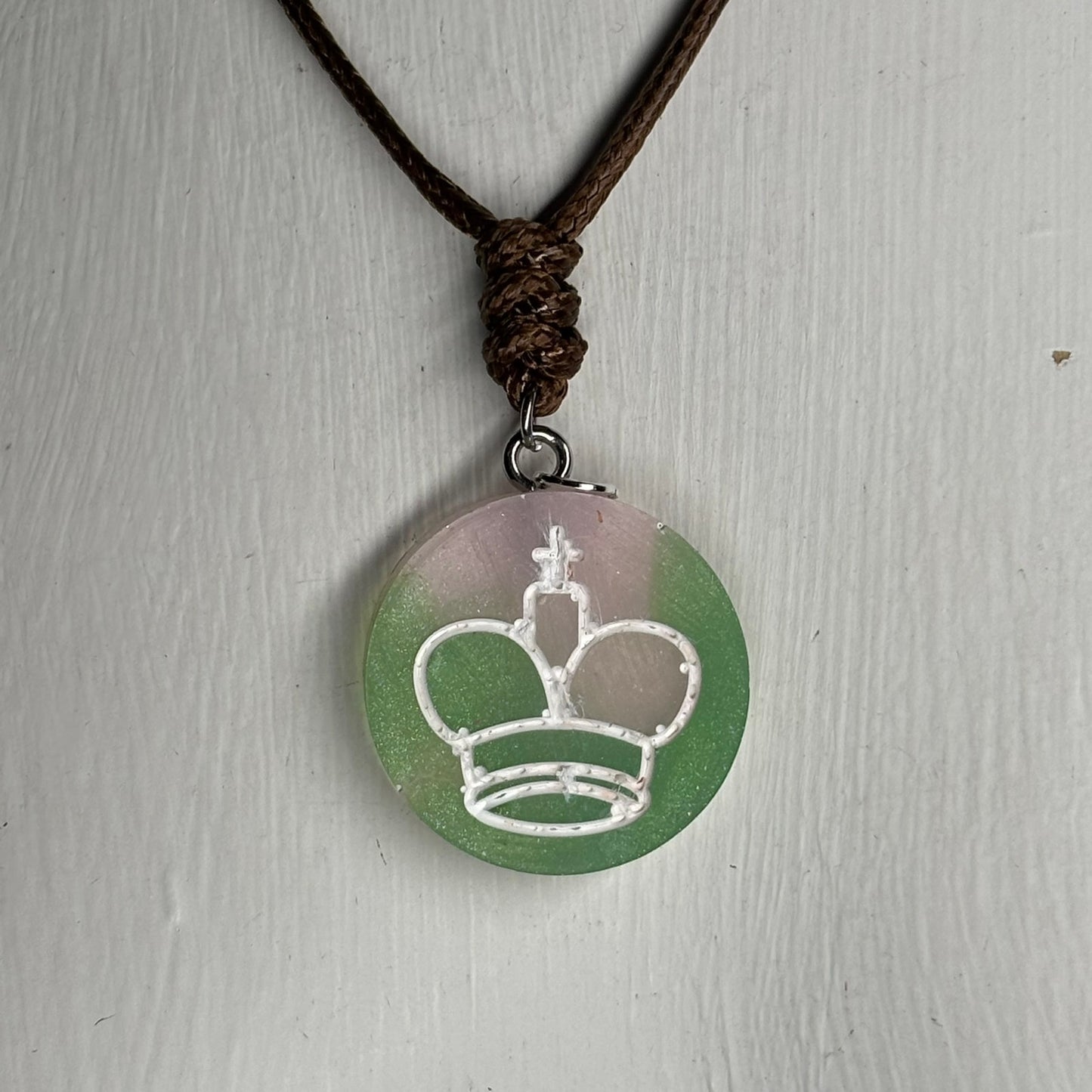 Vintage Green King - Handmade Resin Chess Necklace