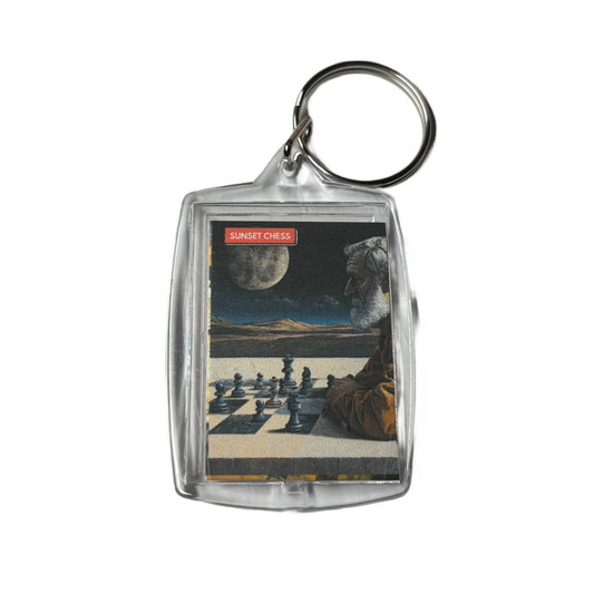 Solitary Games... - Sunset Chess Photo Keychain