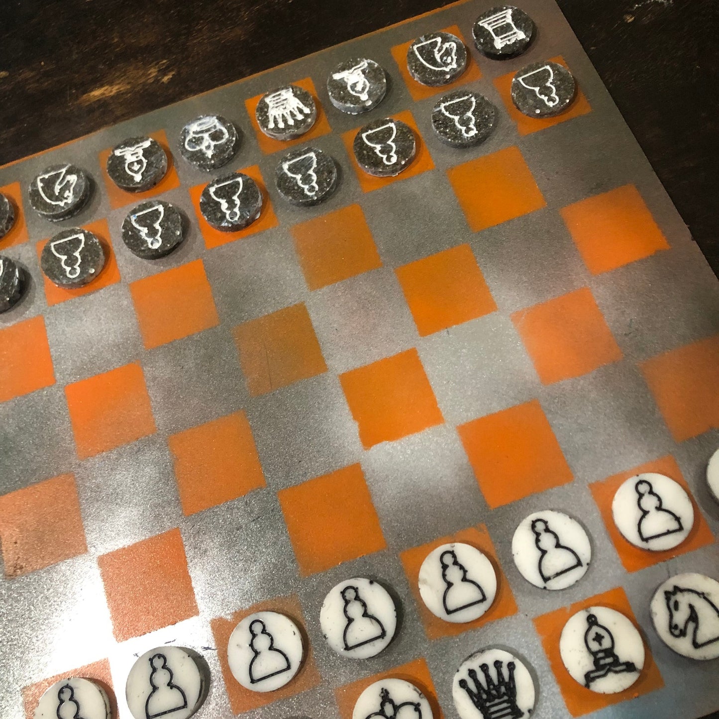 Rustic Orange - Painted Chess Set