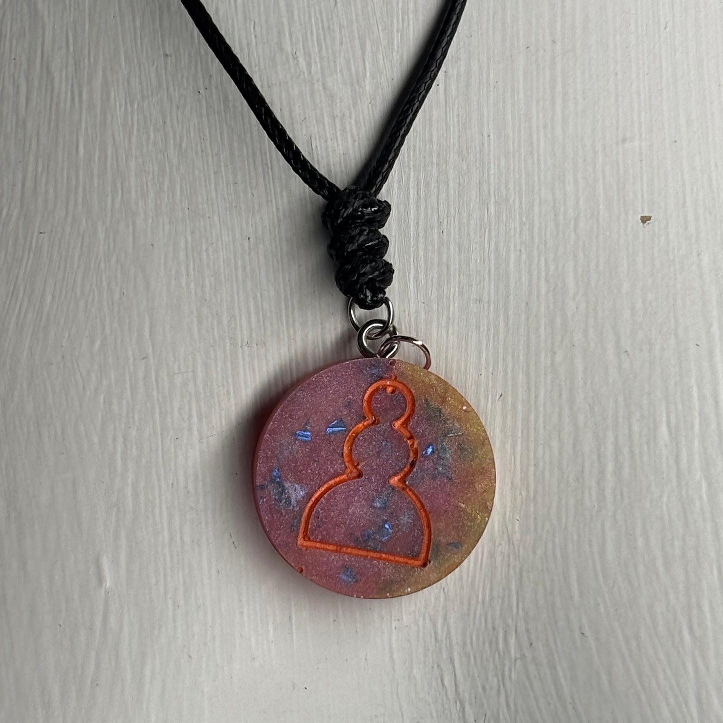 Pink Pawn Galaxy - Handmade Resin Chess Necklace
