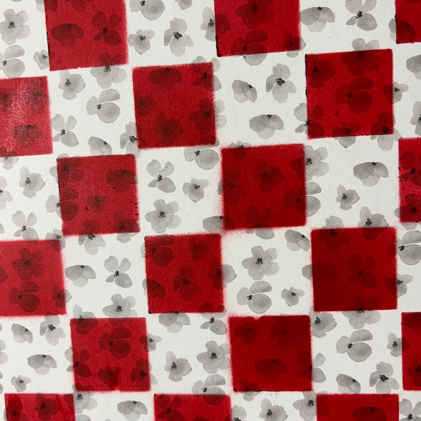 Gray White & Red - Scrapbook Chess Board