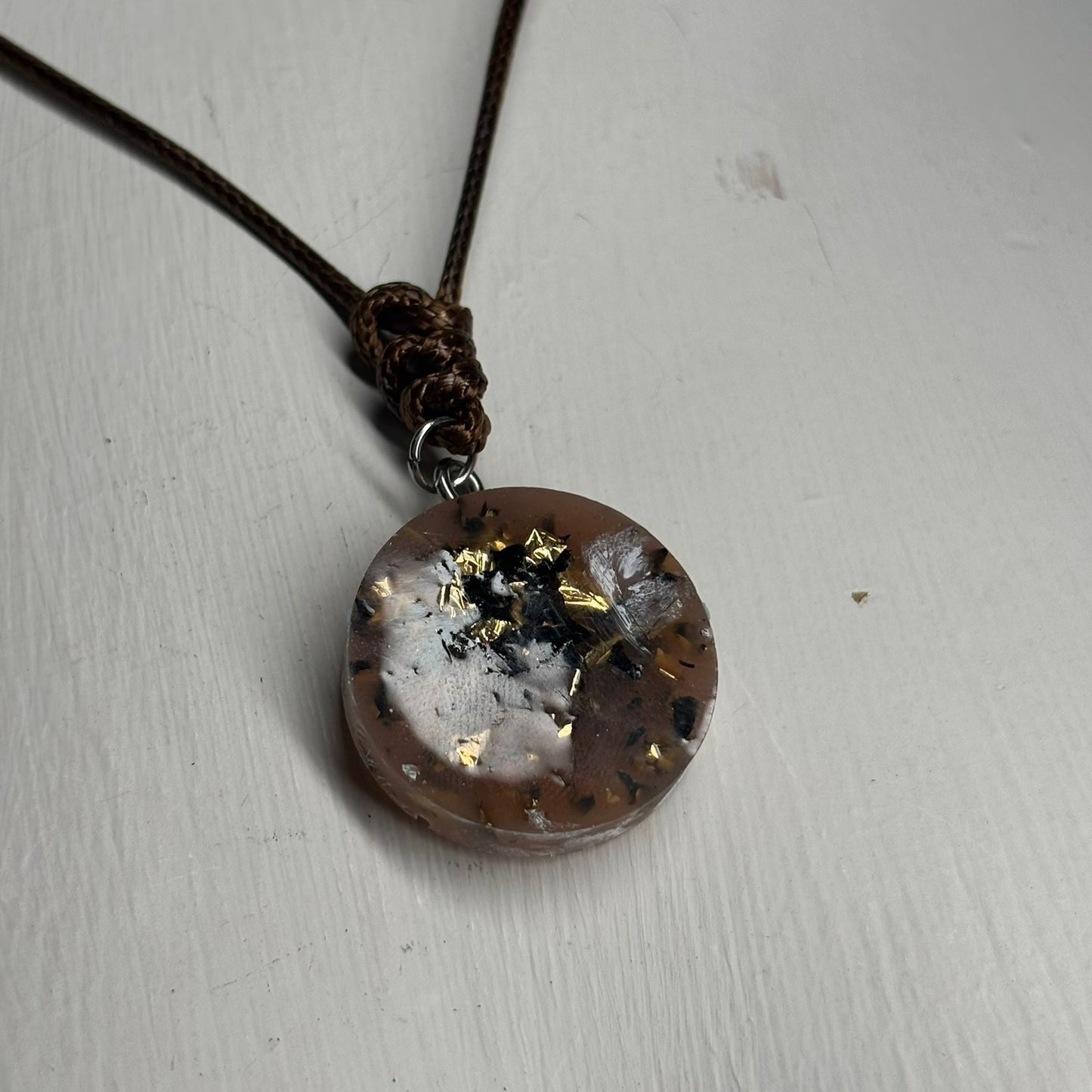 Silver Brown Knight - Handmade Resin Chess Necklace