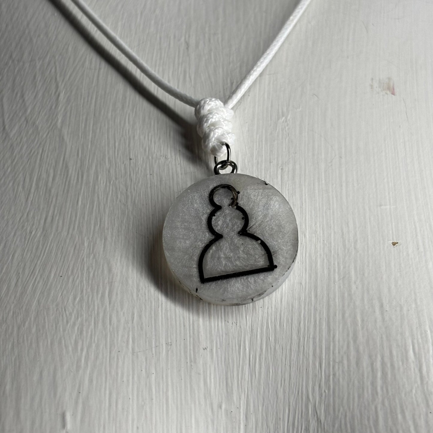 Silver Pawn - Handmade Resin Chess Necklace