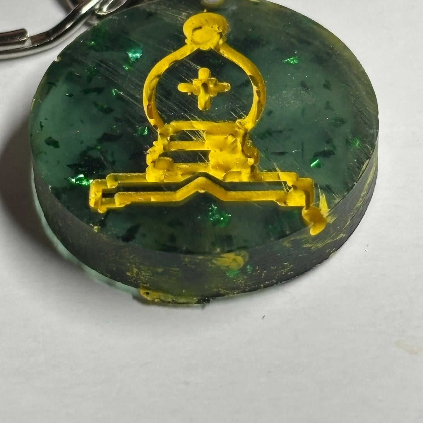 Yellow Lined Bishop - Handmade Resin Keychain - Flat Edition