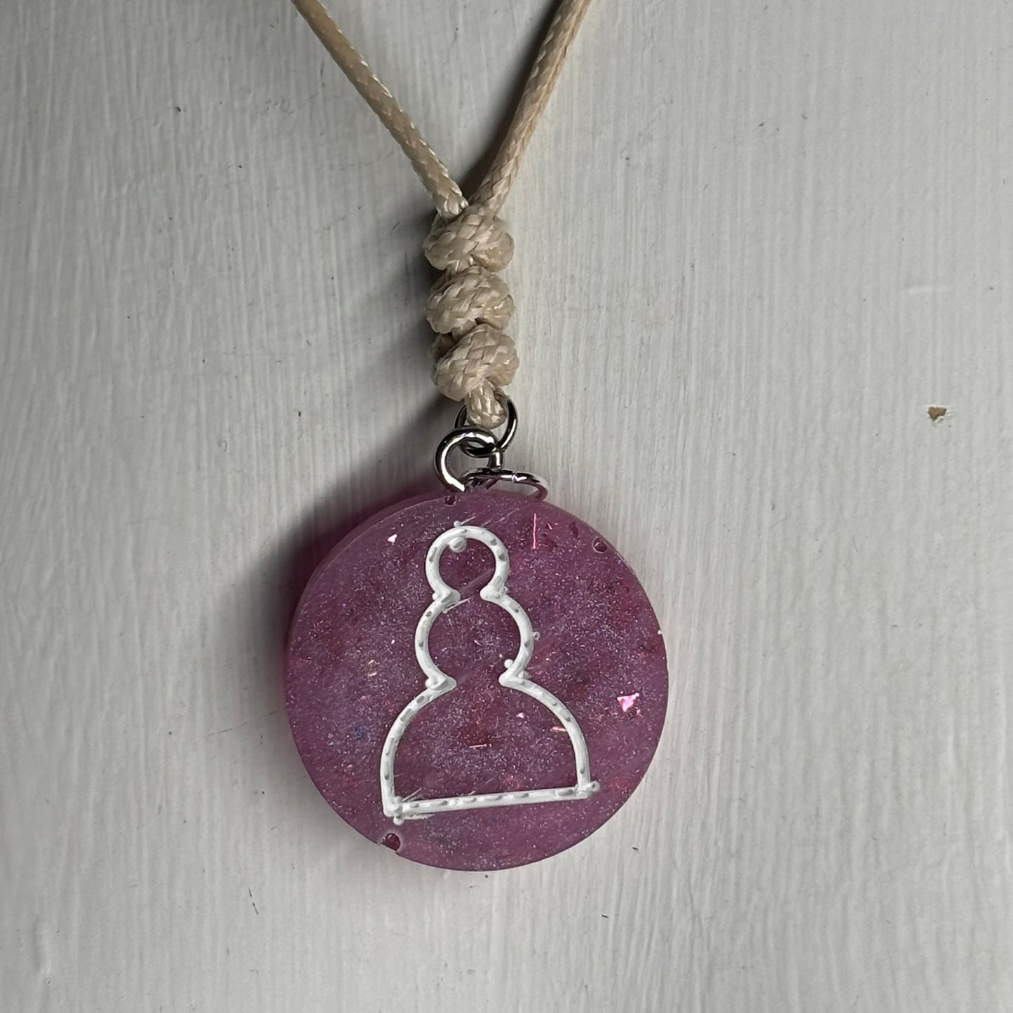 Cream Pink Pawn - Handmade Resin Chess Necklace