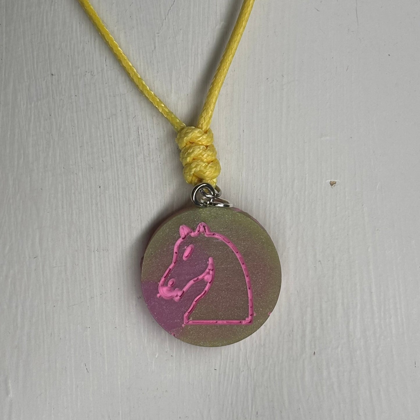 Pink Knight - Handmade Resin Chess Necklace