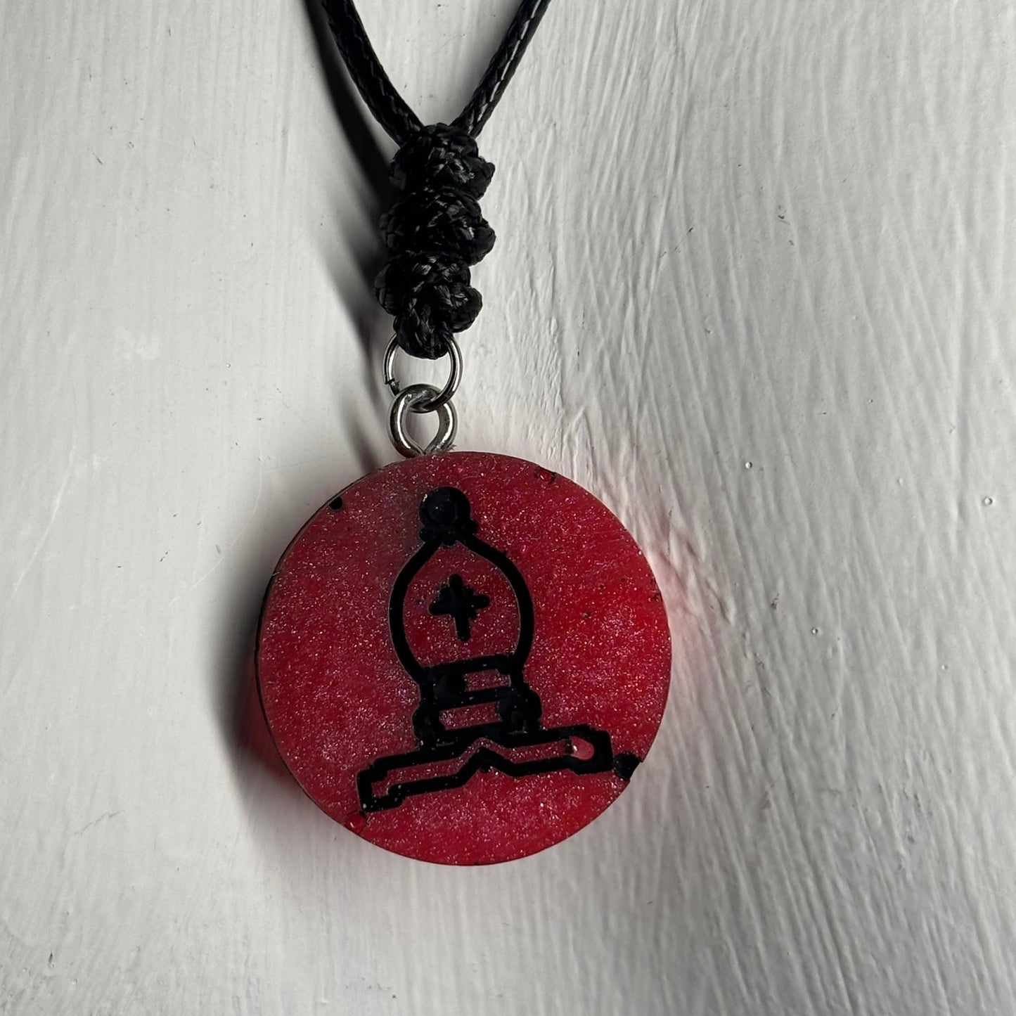 Rich Red Bishop - Handmade Resin Chess Necklace