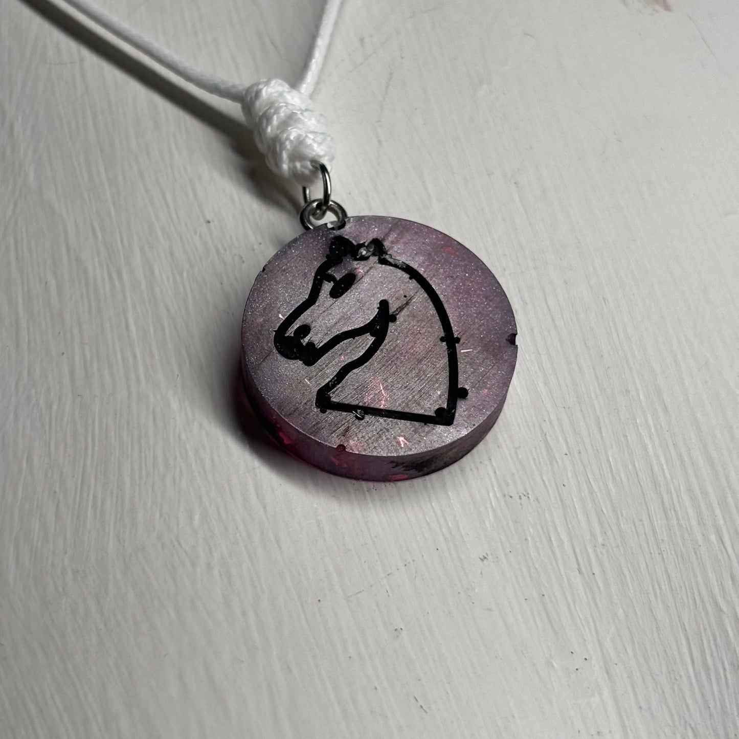 Purple Crystal Knight - Handmade Resin Chess Necklace