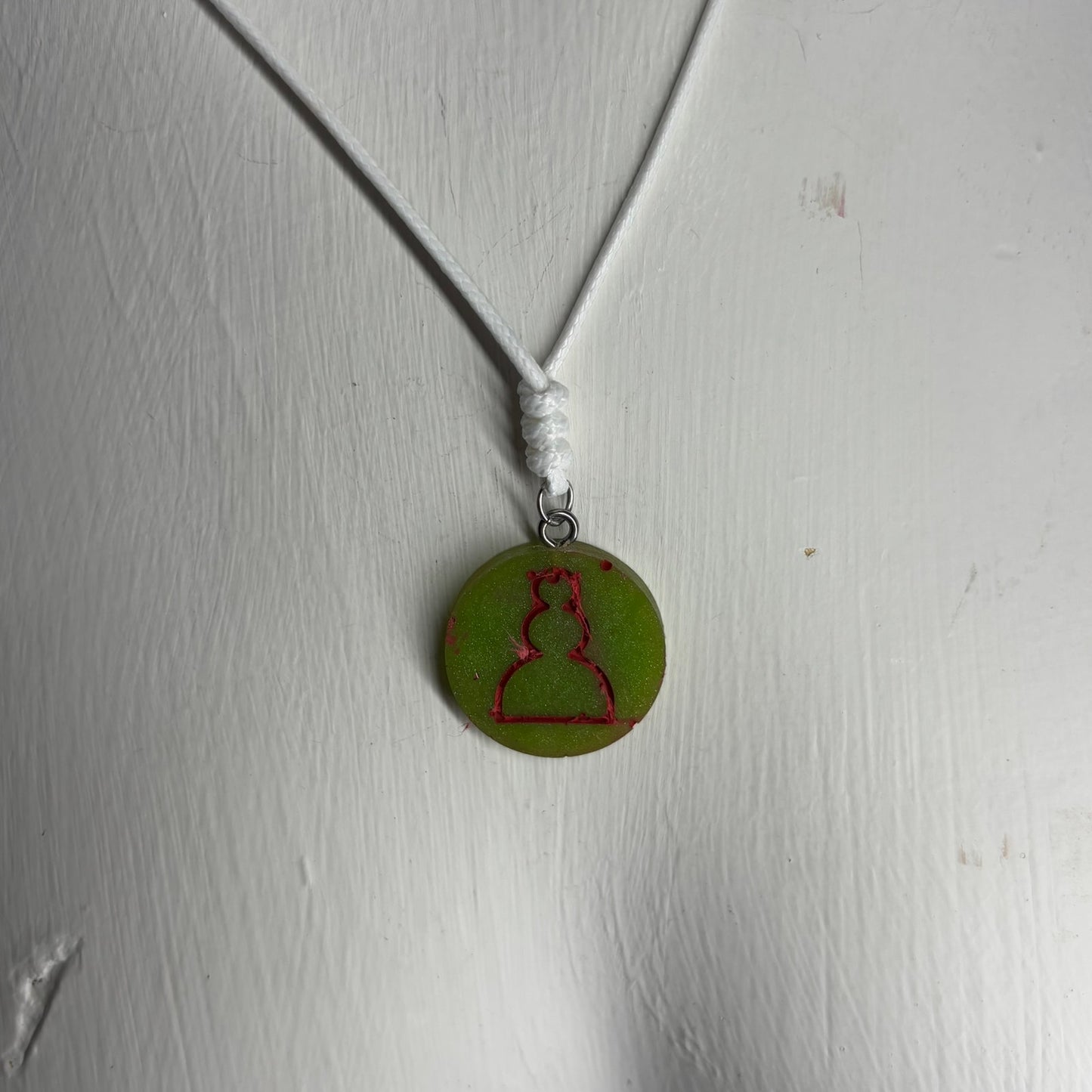Green red Pawn - Handmade Resin Chess Necklace