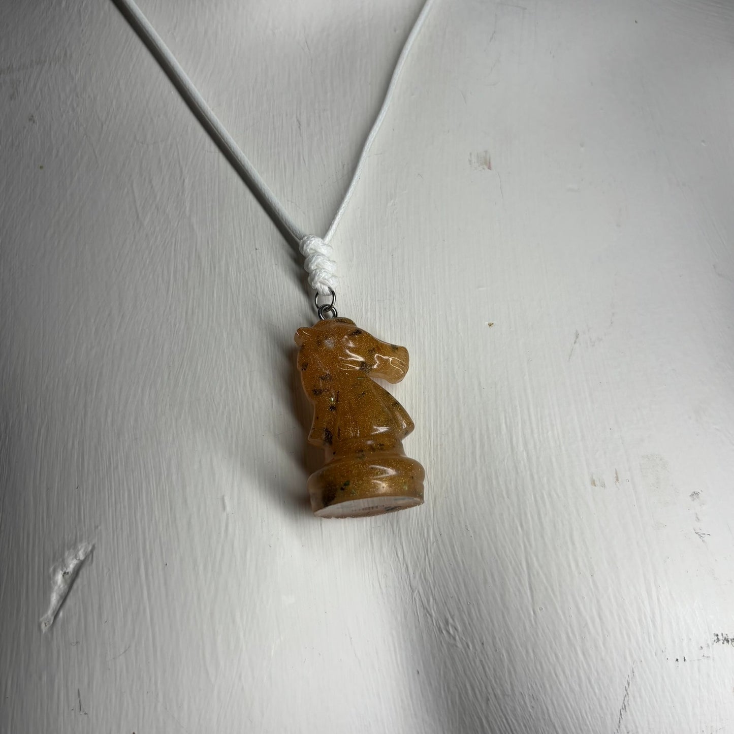 Spotted Yellow Knight - Handmade Resin Chess Necklace
