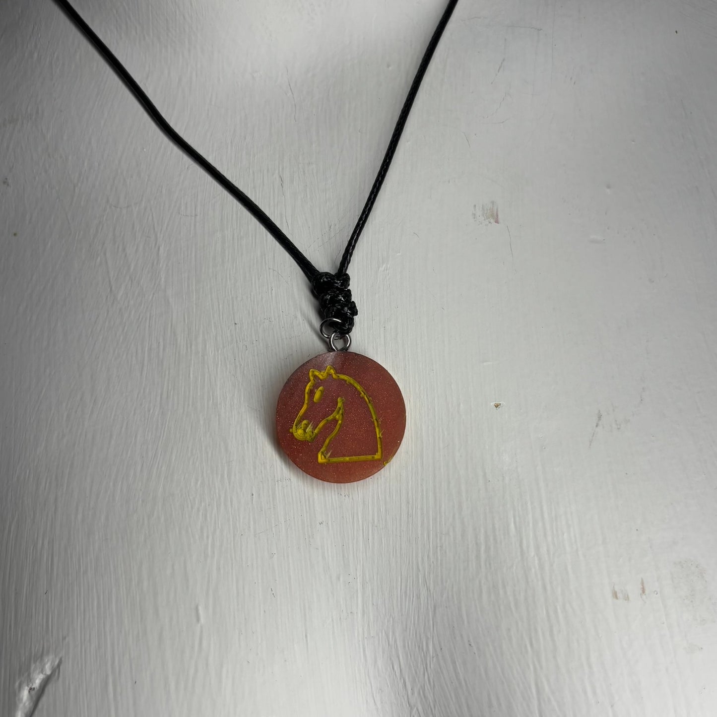 Red Knight - Handmade Resin Chess Necklace - Flat Edition