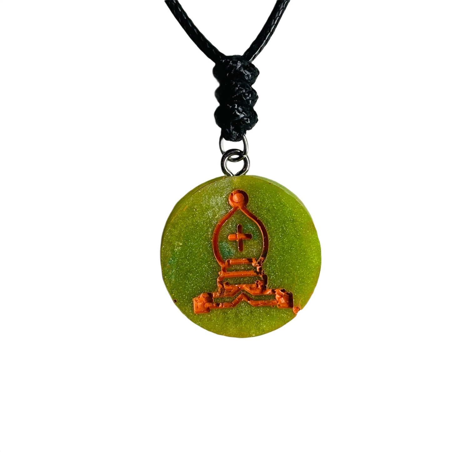 Orange Swamp Bishop - Handmade Resin Chess Necklace
